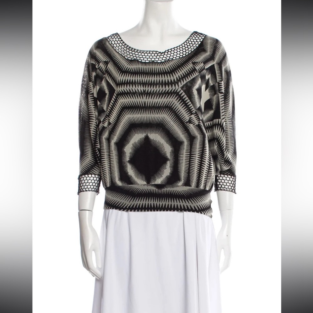 Jean Paul Gaultier Soleil Vintage 2000's Blouse, Black/White, Size Small, EUC